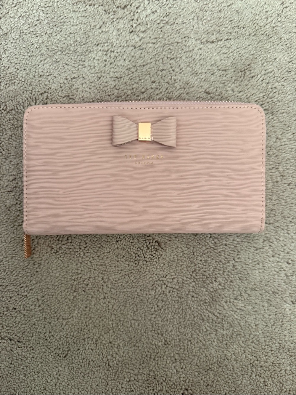 Ted Baker Pale Pink Saffiano Zip Wallet with Bow